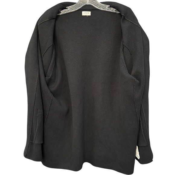 J.Crew XL Black Knit Cotton Blazer Jacket 2 Button Pockets - Picture 3 of 6